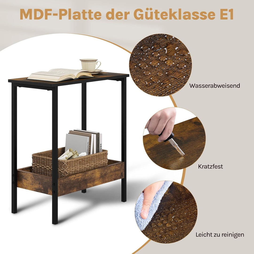 WOLTU Beistelltisch, Couchtisch mit 2 Ablagen, Konsolentisch mit Stauraum im Wohnzimmer, Wohnzimmert