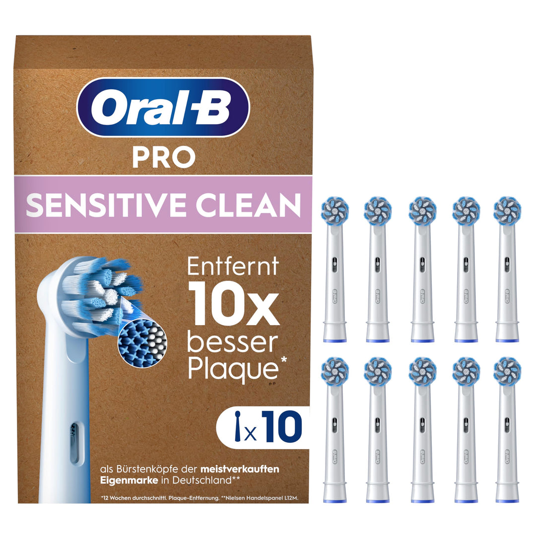 Oral-B Pro Sensitive Clean Aufsteckbürsten für elektrische Zahnbürste, 10 Stück, sanfte Zahnreinigun