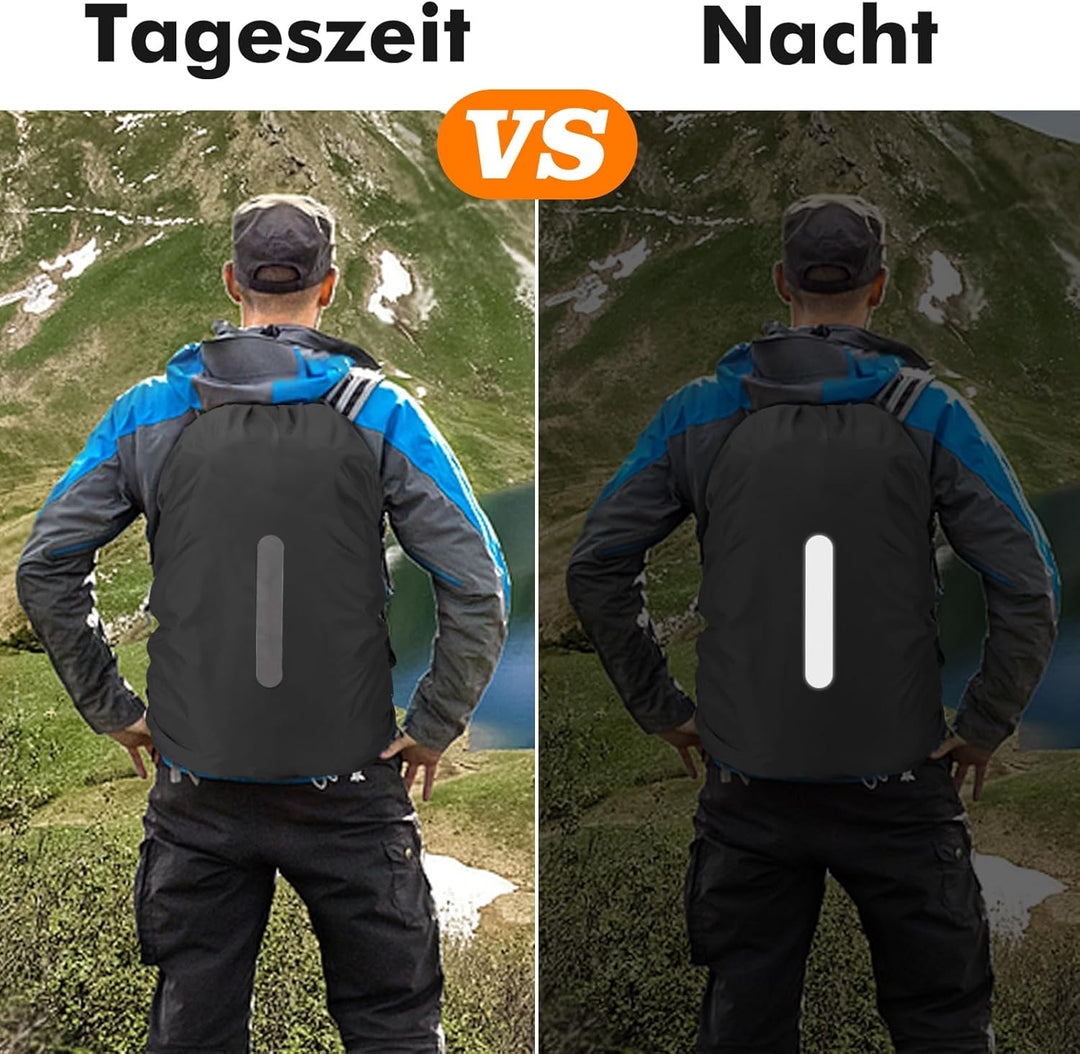 wasserdichte Rucksack-Regenhülle mit Aufbewahrungstasche Schultaschen-Reflektor Rucksackhülle mit re