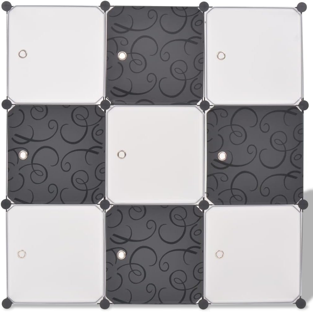vidaXL Würfelregal 9 Fächer Bücherregal Raumteiler Standregal Wandregal Regal Schwarz und Weiss, Sch