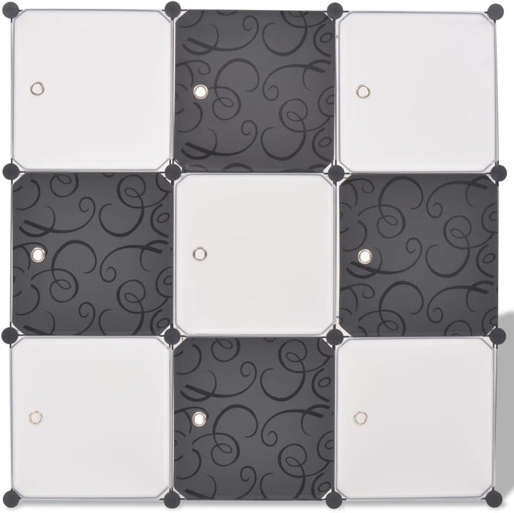vidaXL Würfelregal 9 Fächer Bücherregal Raumteiler Standregal Wandregal Regal Schwarz und Weiss, Sch