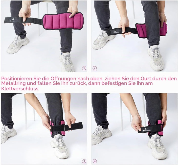 Sportneer Gewichtsmanschetten, Verstellbares Fussgelenkgewichte Set, Fuss-/Handgelenkgewicht Mansche