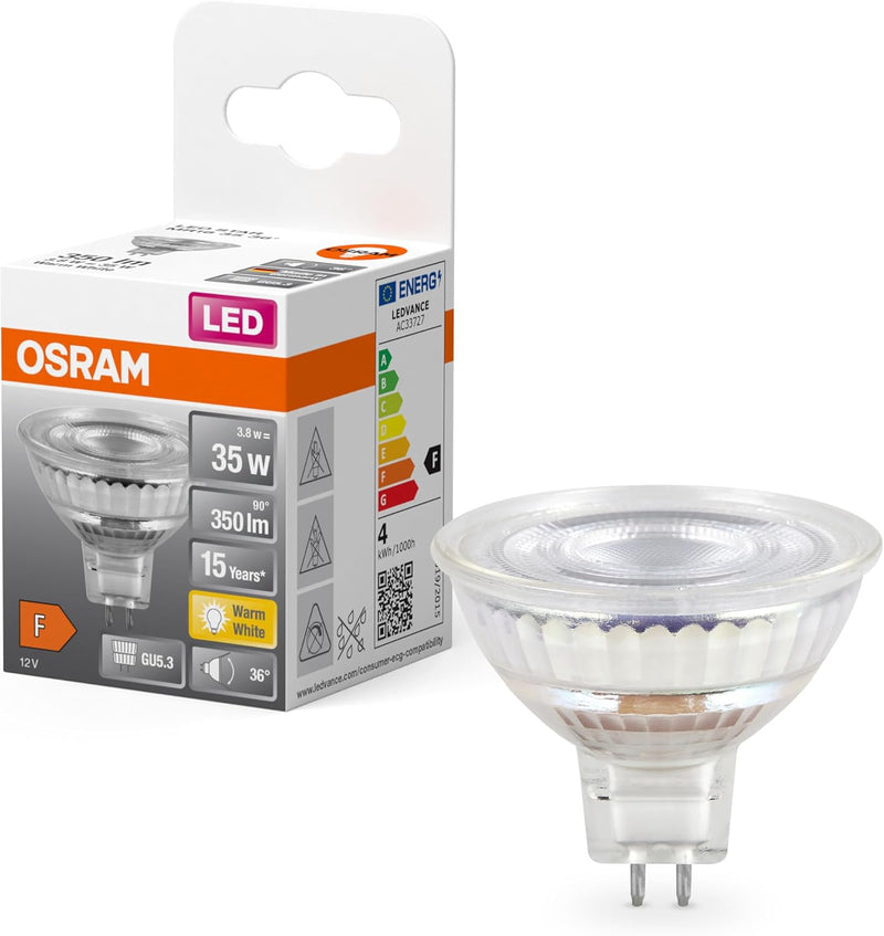 OSRAM Star Reflektor LED-Lampe für GU5.3-Sockel, klares Glas ,Warmweiss (2700K), 345 Lumen, Ersatz f