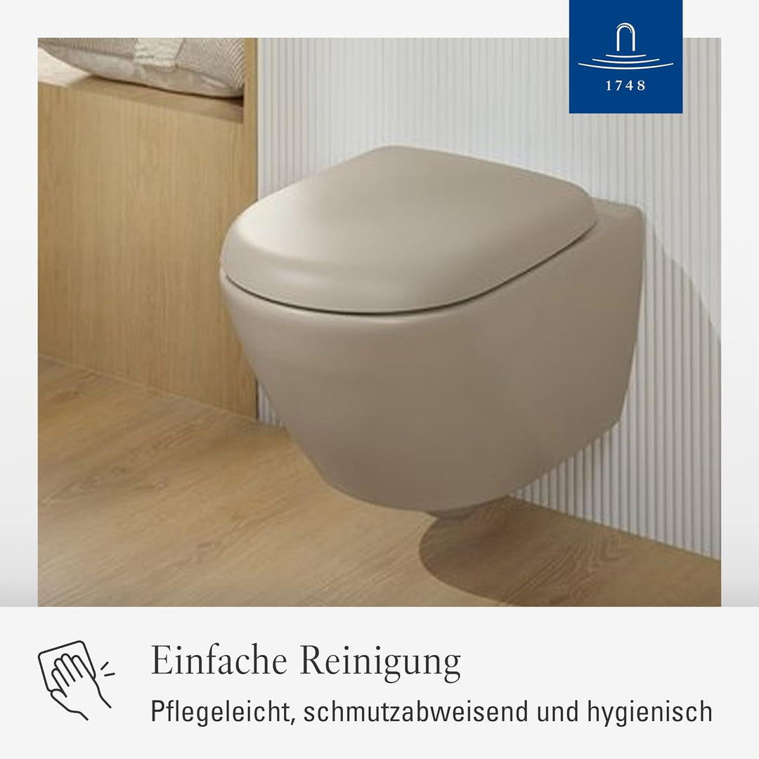 Villeroy & Boch Antao WC-Sitz, Toilettendeckel mit Absenkautomatik, abnehmbarer Toilettensitz aus br