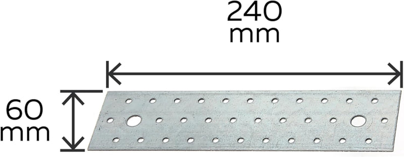 Alberts 847241 Lochplatte | sendzimirverzinkt | 240 x 60 mm | 25er Set 240 x 60 mm / 25 Stk., 240 x