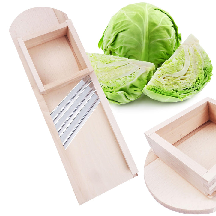 Krauthobel aus Buchenholz mit Edelstahlklingen – Traditioneller Gemüsehobel für Weisskohl, Rotkohl &