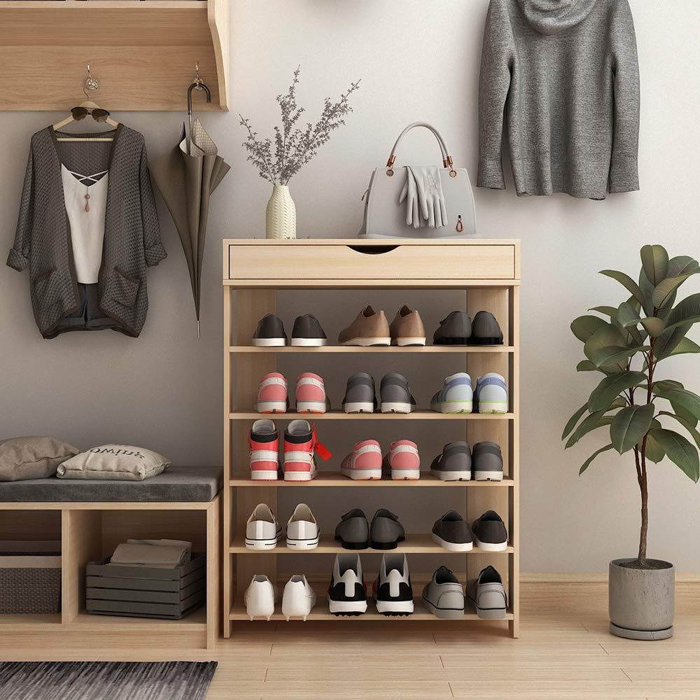 sogesfurniture Holz Schuhregal 5 Ebenen Schuhschrank Schuhablage Standregal Schuhständer für 20 Paar