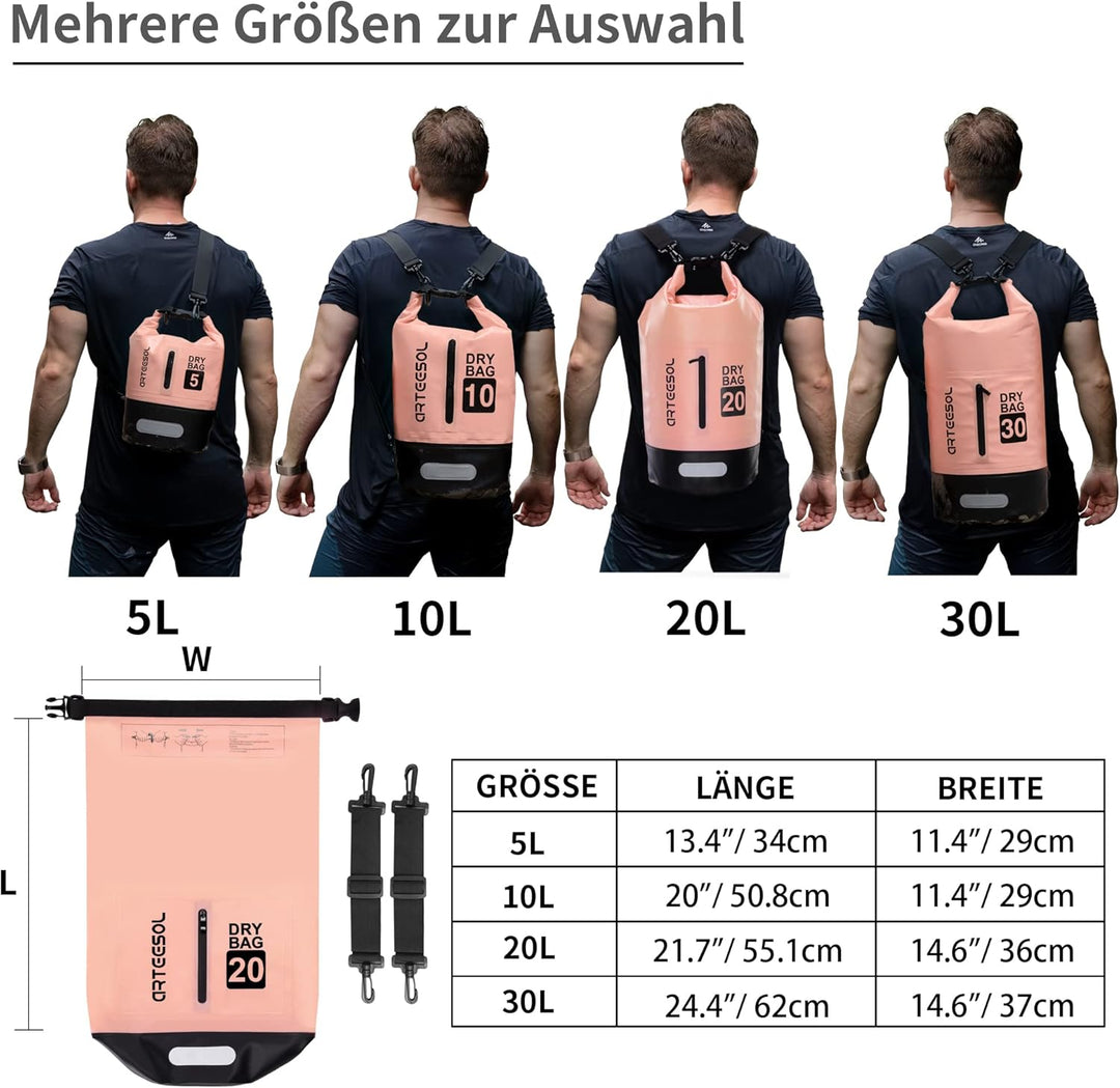 Blackace arteesol Dry Bag wasserdichte Tasche 5L/10L/20L/30L Wasserfester Beutel Packsack mit Langen