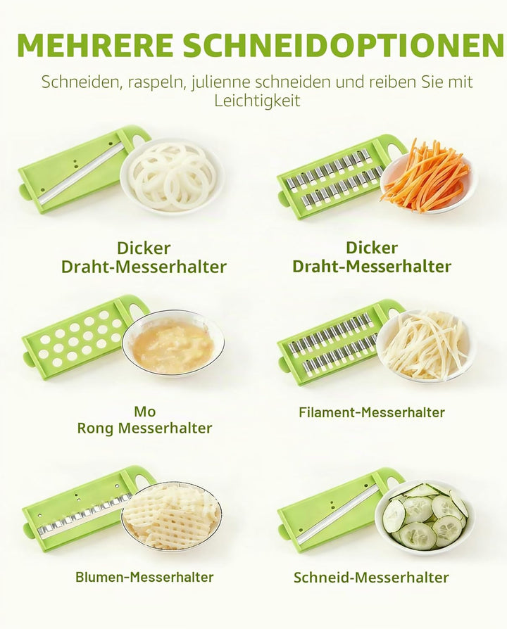 ADOV Mandoline Gemüsehobel Gemüsereibe, All in 1 Multifunktions-Gemüseschneider, Auswechselbarer Ede