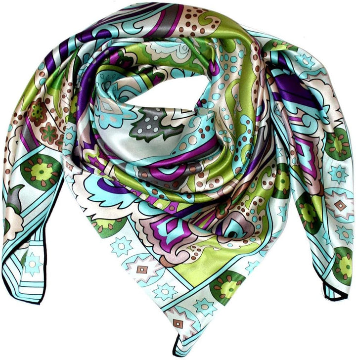 Lorenzo Cana - Luxus Damen Seidentuch, 100% Seide, XL Satin Tuch Seidensatin 110 cm x 110 cm aufwänd
