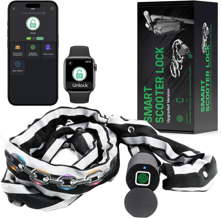 Elektroroller Schloss eLinkSmart Bike Chain Lock Fingerabdruck App Unlock Heavy Duty Anti-Diebstahl