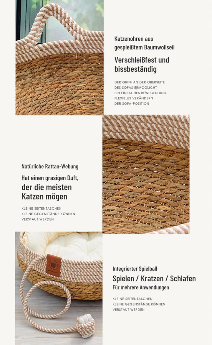 Katzenbett mit Kissen, 50cm Waschbar Katzenkorb Katzenbett Katzenhöhle Haustierbett mit Kissen und S