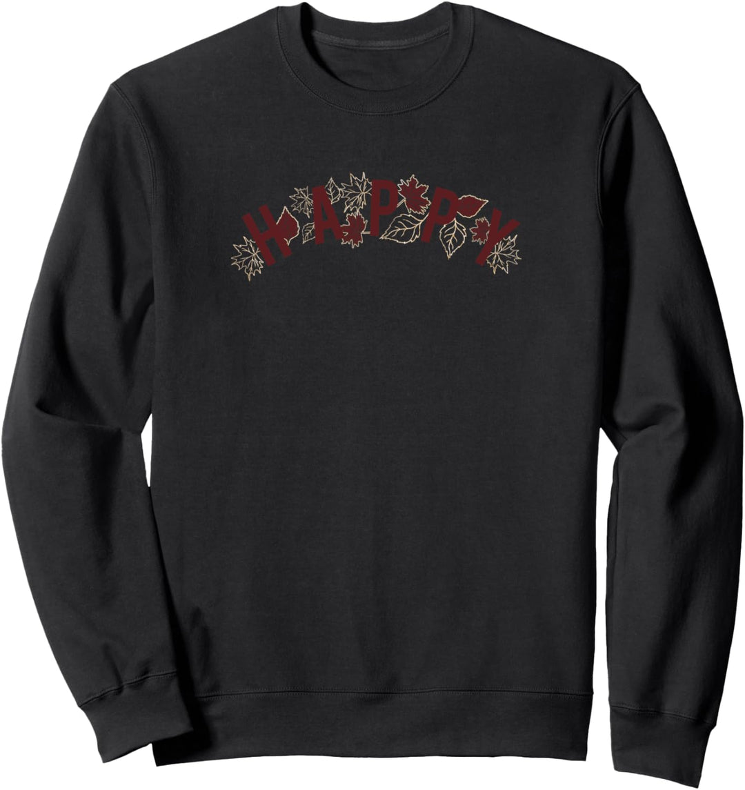 Fall Happy Leaf Text Sweatshirt