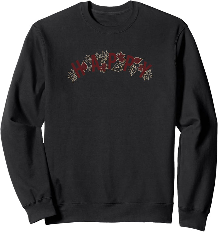 Fall Happy Leaf Text Sweatshirt