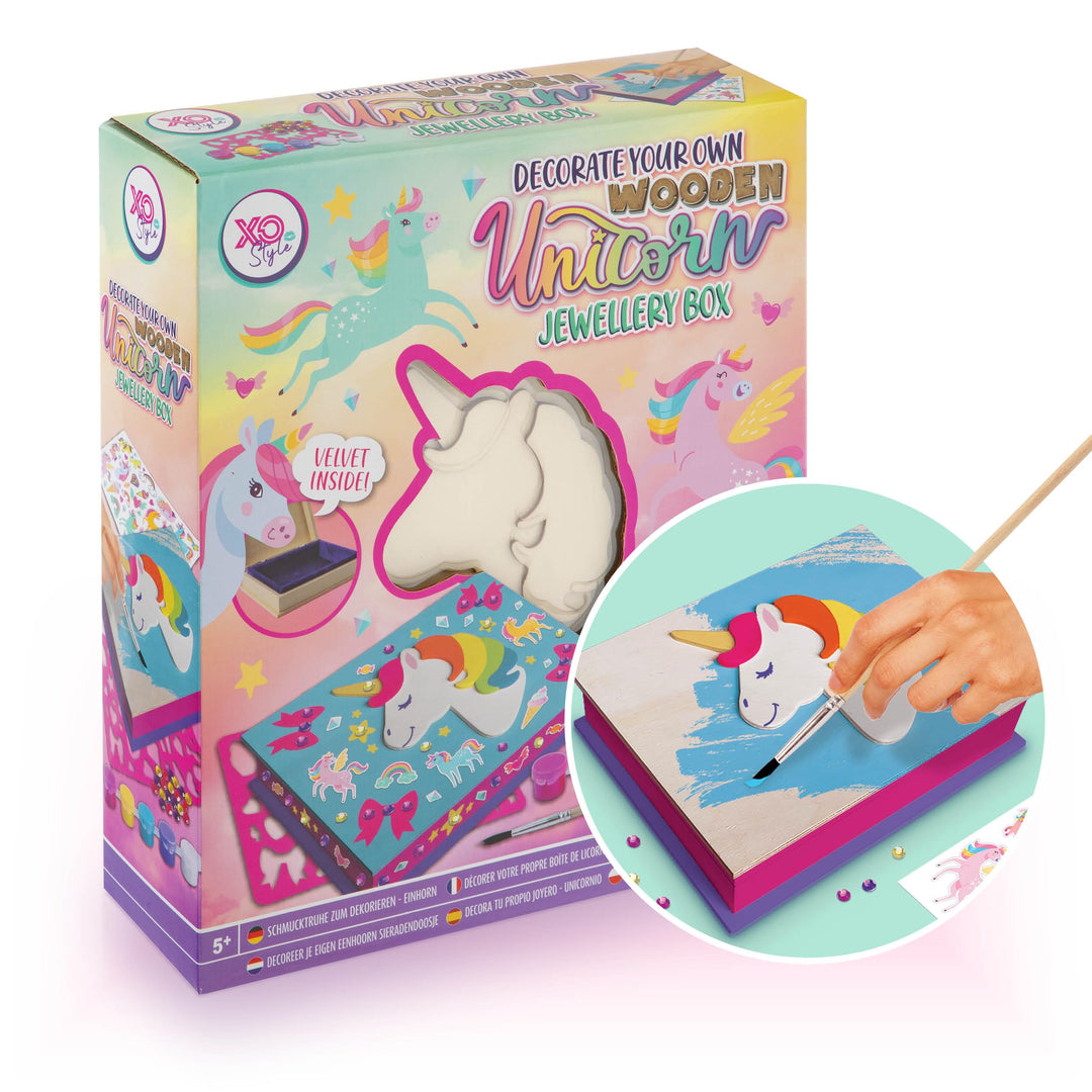 Grafix Einhorn-Schmuckkästchen zum selber basteln – DIY-Schmuckkästchen aus Holz – Kinder-Bastelset