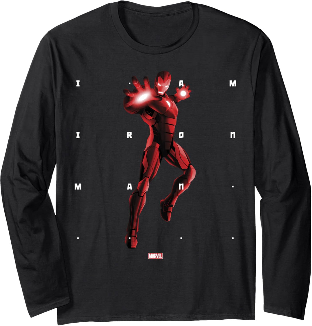 Marvel Iron Man Halftone Word Stack Portrait Langarmshirt