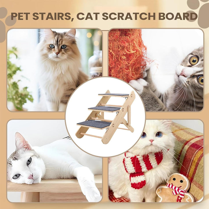 Katzen-Treppe | Stabile klappbare Haustiertreppe | Hundetreppe für Hohe Betten | zum Klettern für Zu