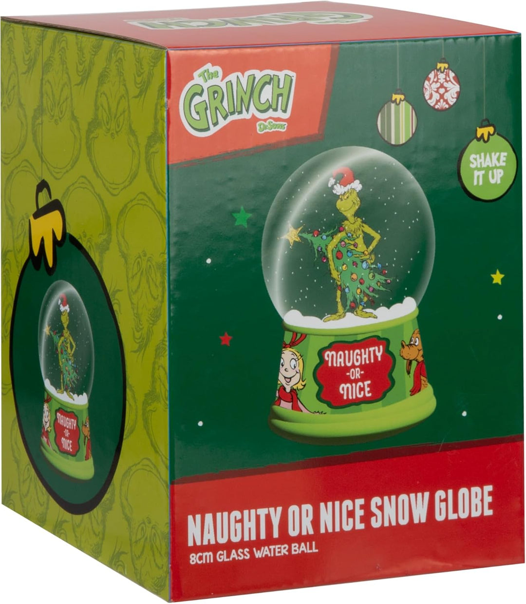PMS Grinch Schneekugel aus Kunstharz, 8 cm, offizielle lizenzierte Dekoration mit Sockel "Naughty or