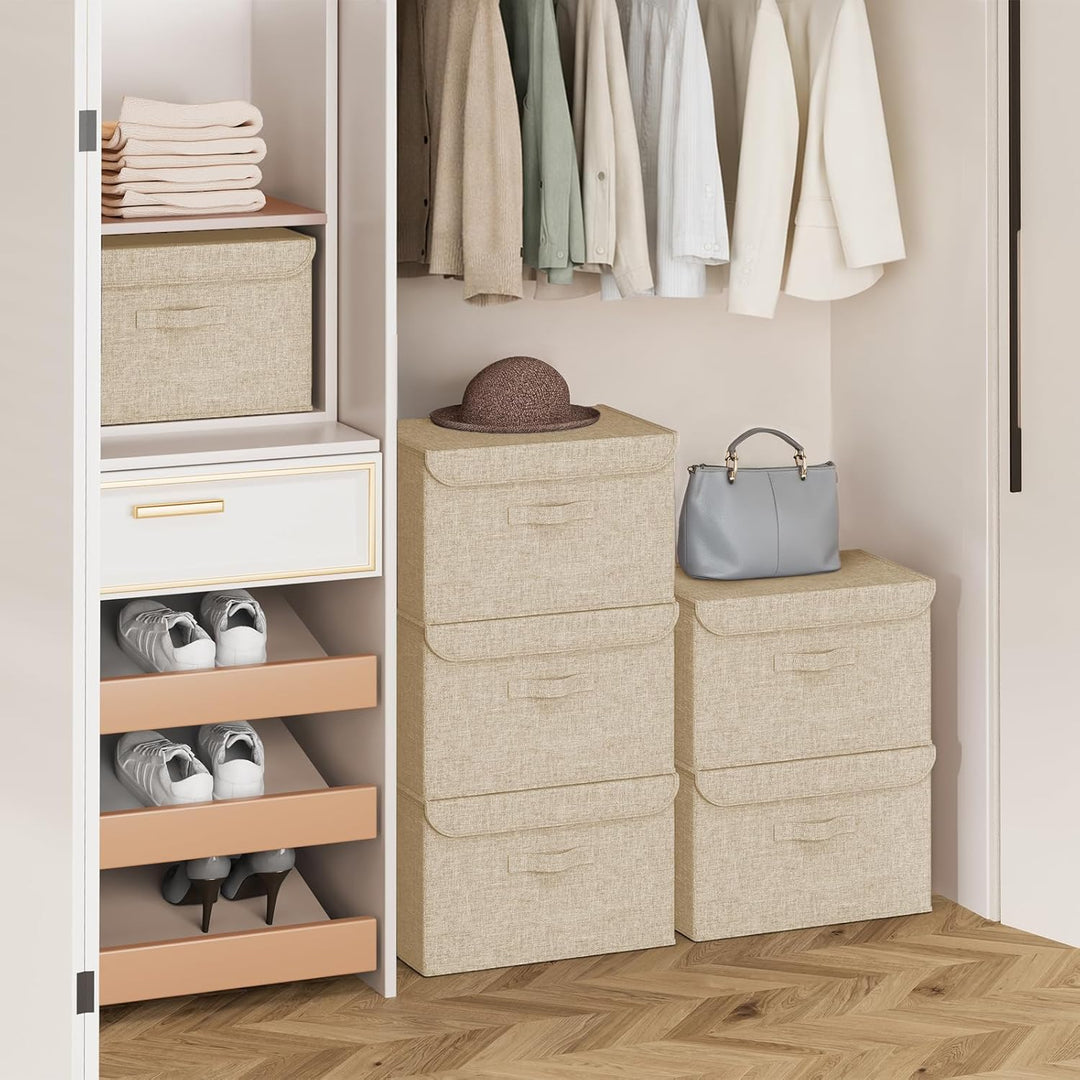 Homsorout Aufbewahrungsbox mit Deckel 2 Stück, Faltbare Aufbewahrungskiste mit Griff, faltbox mit de
