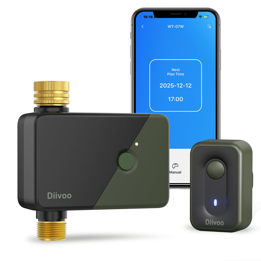 Diivoo Bewässerungscomputer WLAN für Gärten, Wasser-Zeitschaltuhr, Bewässerung mit App & 6 Bewässeru