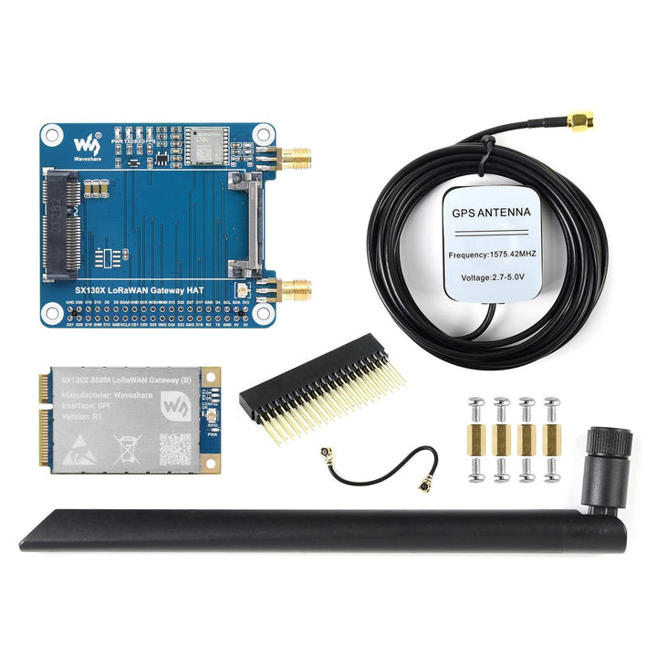 Waveshare SX1302 868M LoRaWAN Gateway HAT for Raspberry Pi L76K Module Standard Mini-PCIe SocketLong