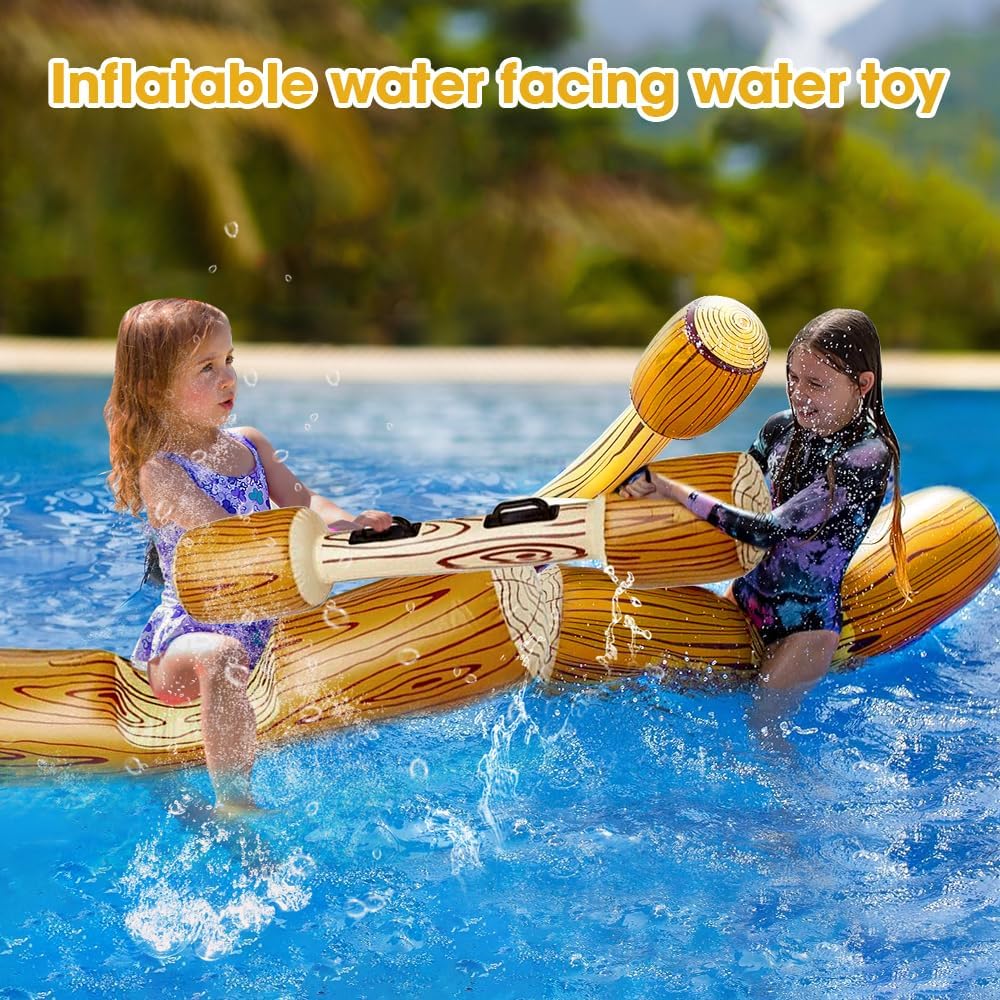 4PCS Set Aufblasbare Pool Spielzeug, Aufblasbares Schwimmendes Wasserspielzeug mit 2 aufblasbaren Ka