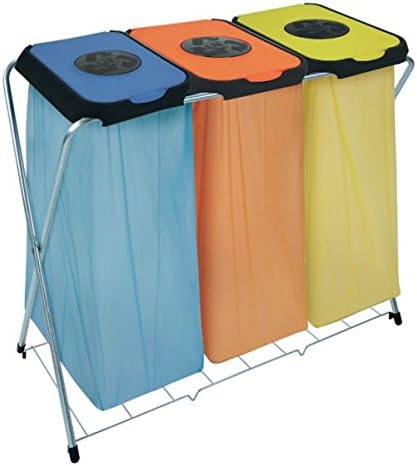artex Spa 21.13.13 EKO-Life-3 Beutelhalter mit Deckel für Mülltrennung, Blau/Orange/Gelb, 96 x 42 x