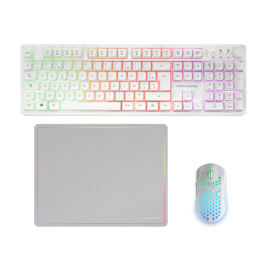 Mars Gaming MCPWX, Französisch, Kabelloses Gaming-Combo, DualPro Link 2.4GPRO-Technologie, Vollforma