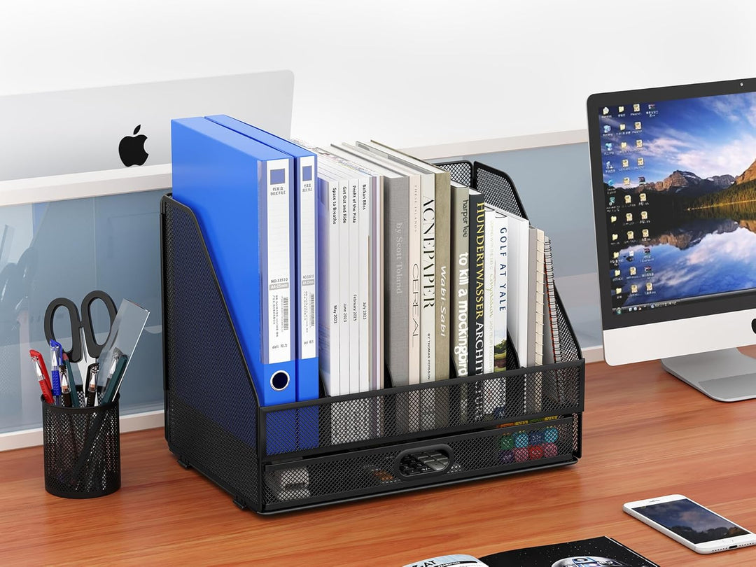 EasyPAG 5 Fächer A4 Metall Büro Schreibtisch Organizer Dokumentenhalter Aktenablage Zeitschriftenhal
