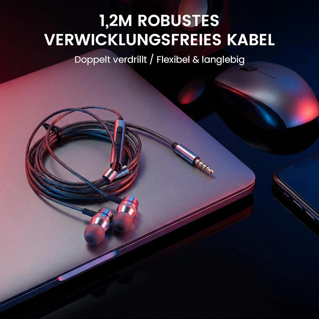 HIFI WALKER A1 Kabelgebundene Ohrhörer mit Mikrofon, 3,5 mm In-Ear Kopfhörer mit In-Line-Steuerung,