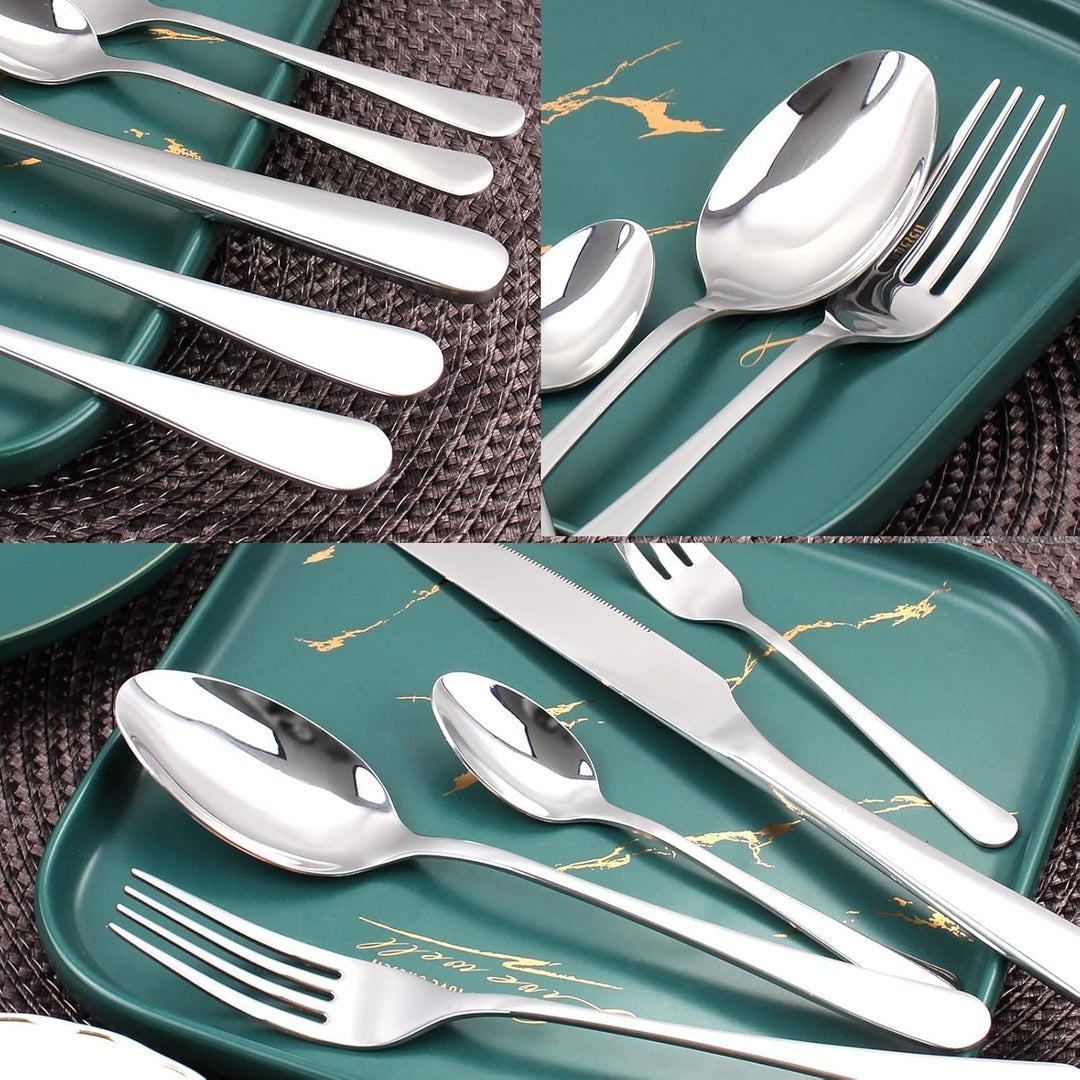 Besteck Set für 12 Personen, 60 teilig Bestecksets, Essbesteck Set inkl. Messer, Gabel, Löffel, Best
