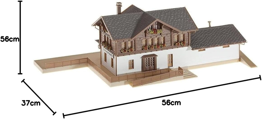 FALLER Bahnhof Schwarzach Modellbausatz mit 126 Einzelteilen 251 x 120 x 74 mm I Modelleisenbahn Zub
