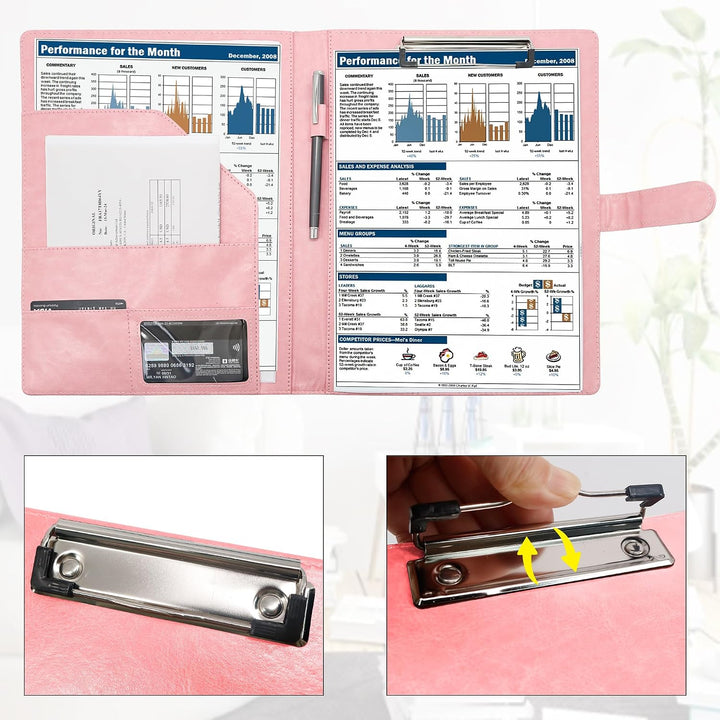 GraduatePro Schreibmappe A4 Klemmbrett Mappe mit Magnetischer Verschluss, organizer büro mappe, Rosa