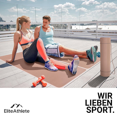 EliteAthlete Yogamatte - Sportmatte - Fitnessmatte - Gymnastikmatte gepolstert & rutschfest für Fitn