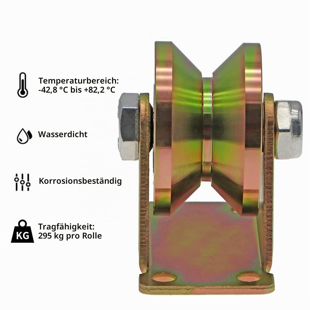 Skelang 4 Stück Rillenrad, 50mm Schiebetorräder, Stahlräder mit V-Nut, für Schiebetor, Werkstor, Gan