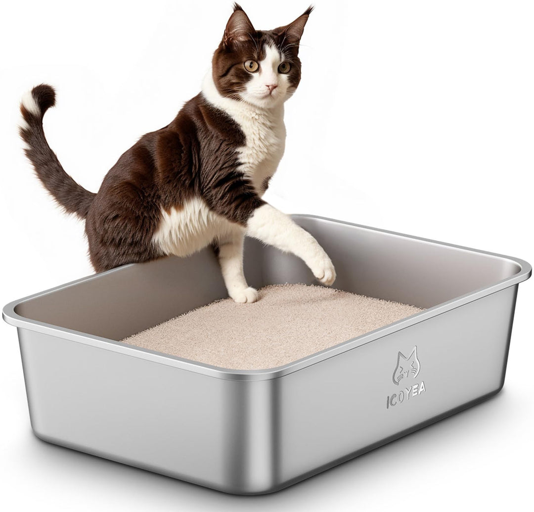 Edelstahl Katzenklo, Grosse Katzentoilette, XXL Katzentoilette Edelstahl Offen, Metall Katzenklo für