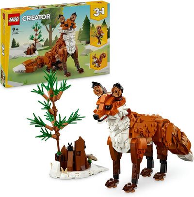 LEGO Creator Waldtiere: Rotfuchs, Tiere-Set mit Fuchs, Eule und Eichhörnchen Spielzeug, Tierfiguren