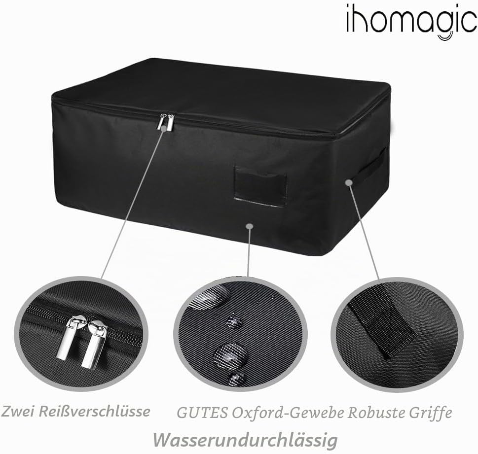 2er Grosse Unterbettkommode, Unterbett Aufbewahrungstasche mit Griffe und Reissverschluss, Faltbare