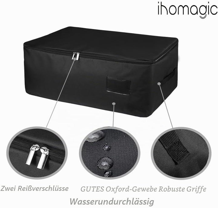 2er Grosse Unterbettkommode, Unterbett Aufbewahrungstasche mit Griffe und Reissverschluss, Faltbare