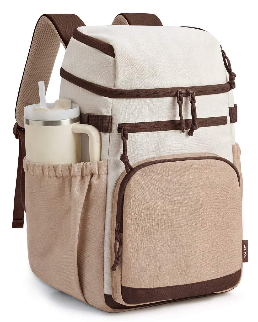 TOURIT Isolierter Kühlrucksack 30 Dosen, Auslaufsichere Lunch Kühltasche mit Zwei Fächern Leichter,