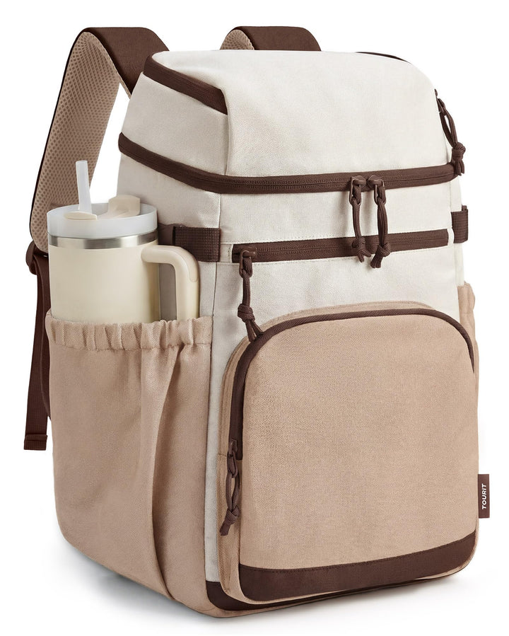 TOURIT Isolierter Kühlrucksack 30 Dosen, Auslaufsichere Lunch Kühltasche mit Zwei Fächern Leichter,