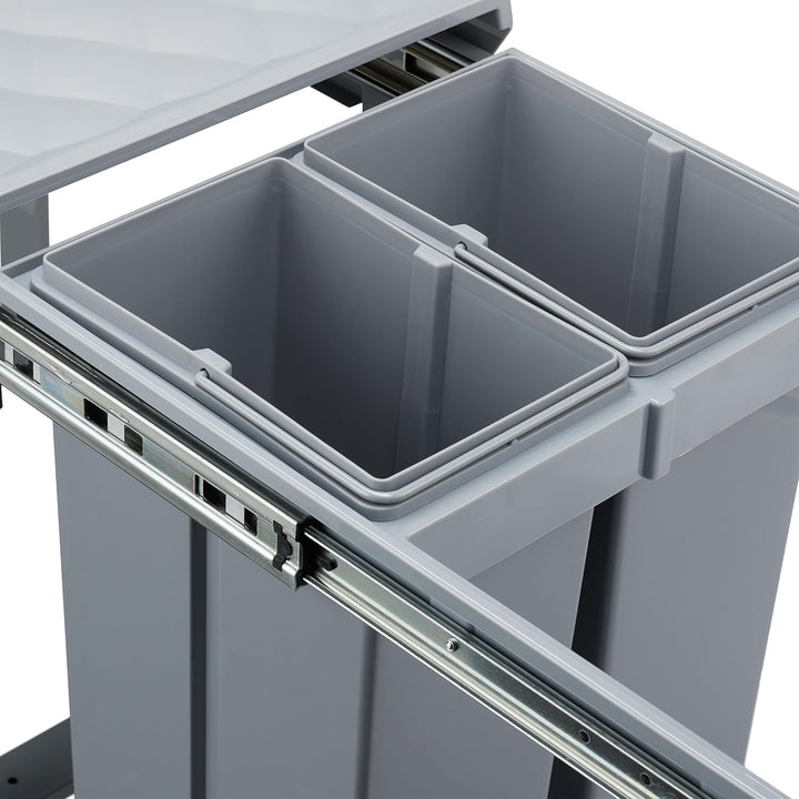 Relaxdays Einbaumülleimer 3-fach, ausziehbar, Küchenmülleimer für Unterschrank, 20 l & 2x 10 l, 41,3