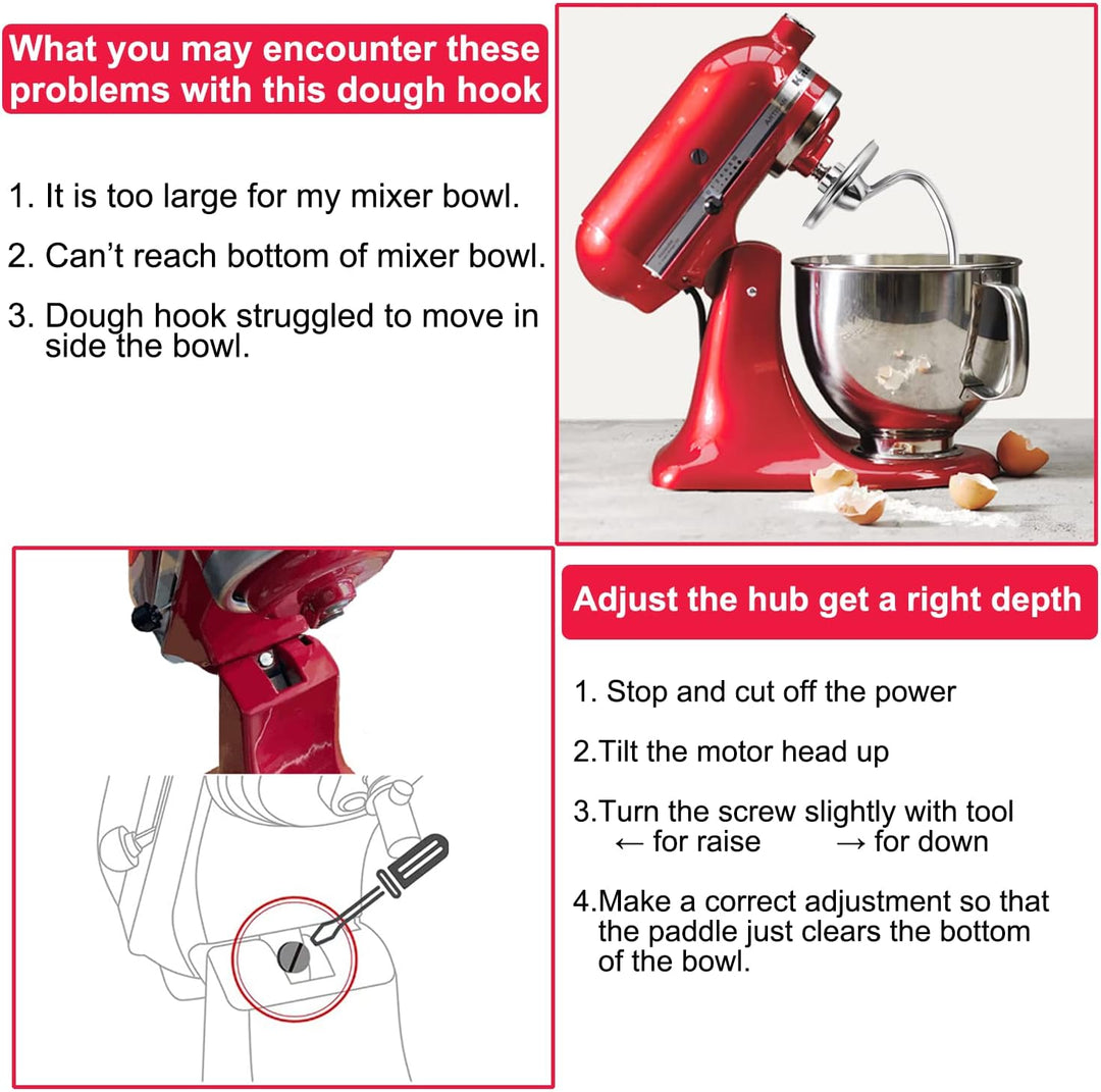 Knethaken aus Edelstahl für KitchenAid Standmixer, robust und spülmaschinenfest, passend für Kitchen