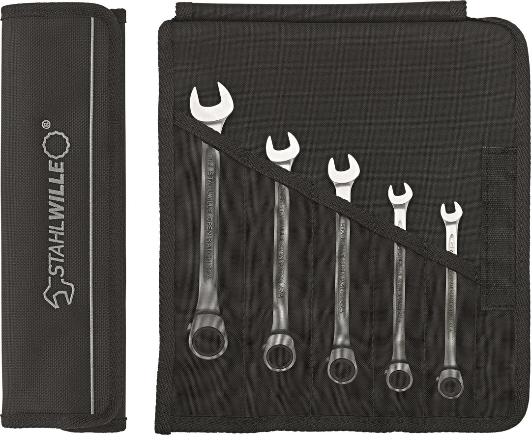 STAHLWILLE Nr. 17/5 l Ratschen-Ringmaulschlüssel Set 5-tlg.l abgewinkelte Ringseite lextrem belastba