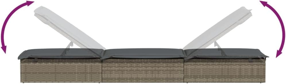 vidaXL Sonnenliege 2 STK., Gartenliege Verstellbare Sitzfläche, Liegestuhl Liege mit Tisch, Relaxlie