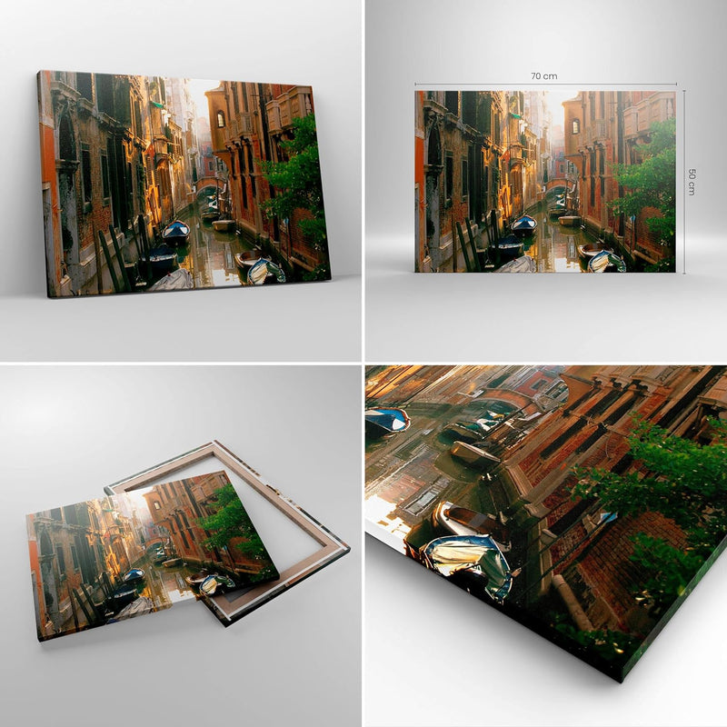 Bilder auf Leinwand Venedig Brücke Wasser Haus Leinwandbild 70x50cm Wandbilder Dekoration Wohnzimmer