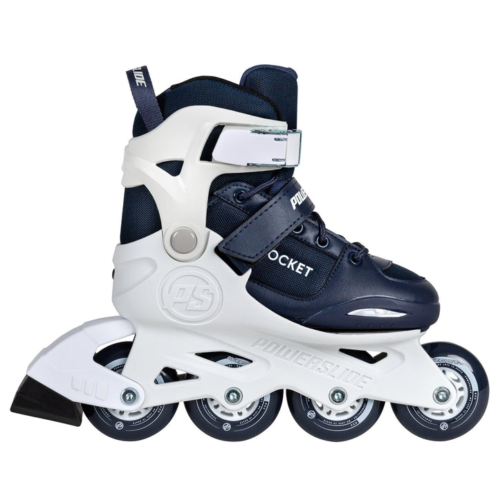 Powerslide Inline Skates Rocket Blue, grössenverstellbar, Weiss/Navy Blau für Kinder, ABEC 7 Pro Kug