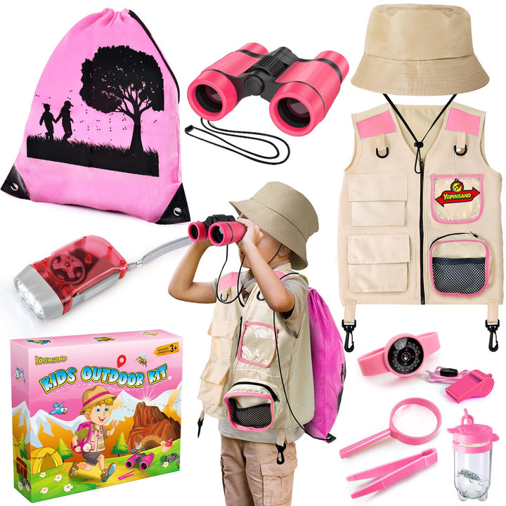 Forscherset für Kinder, Exploration Spielzeug mit Weste, Hut, Rucksack und Kindern Fernglas, Kindern