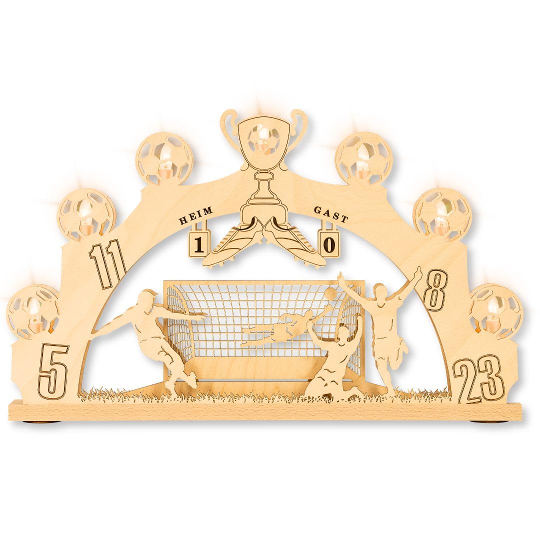 weigla - Schwibbogen original Erzgebirge 7 flg. Fussball - Lichterbogen Weihnachten - 7 x 34 V, 3 W,