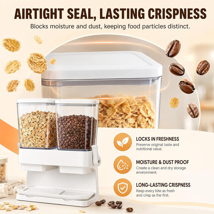 Müslispender 2er Pack, Doppelte 3L luftdichte Müsli-Speicherkiste, Cornflakes Spender Doppelte Steue